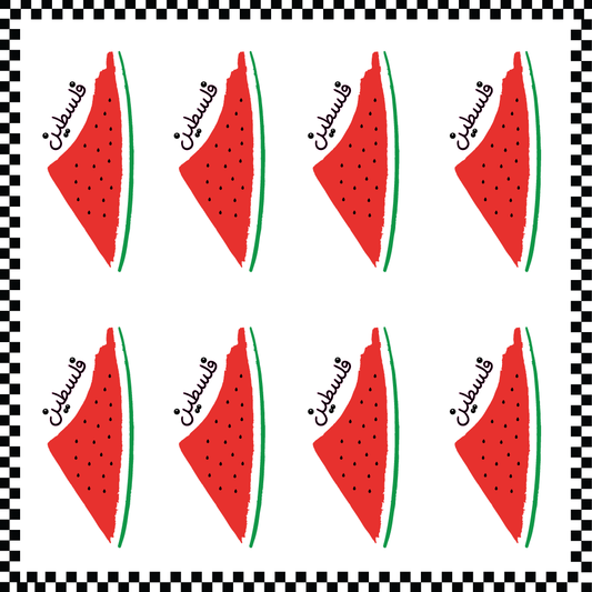 Watermelon Palestinian map 8 Stickers