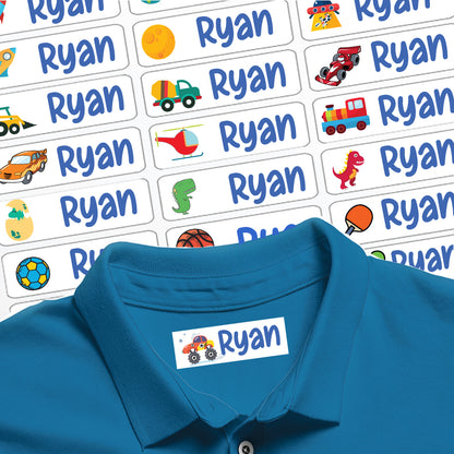 Personalized iron-on clothing labels for boys ultimate pack of 30, washable name tags for school uniforms and clothing in UAE