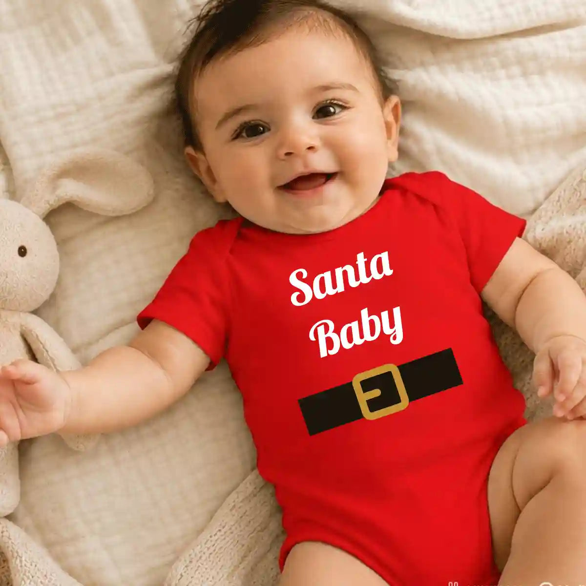 red Santa Baby baby onesie Christmas outfit for holiday photos and celebrations UAE