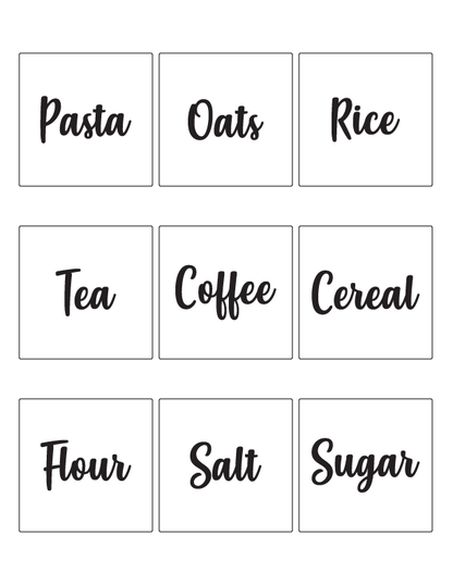 Waterproof 6 big pantry labels English UAE durable kitchen organization labels by Twinkle Hands for jars containers and pantry storage