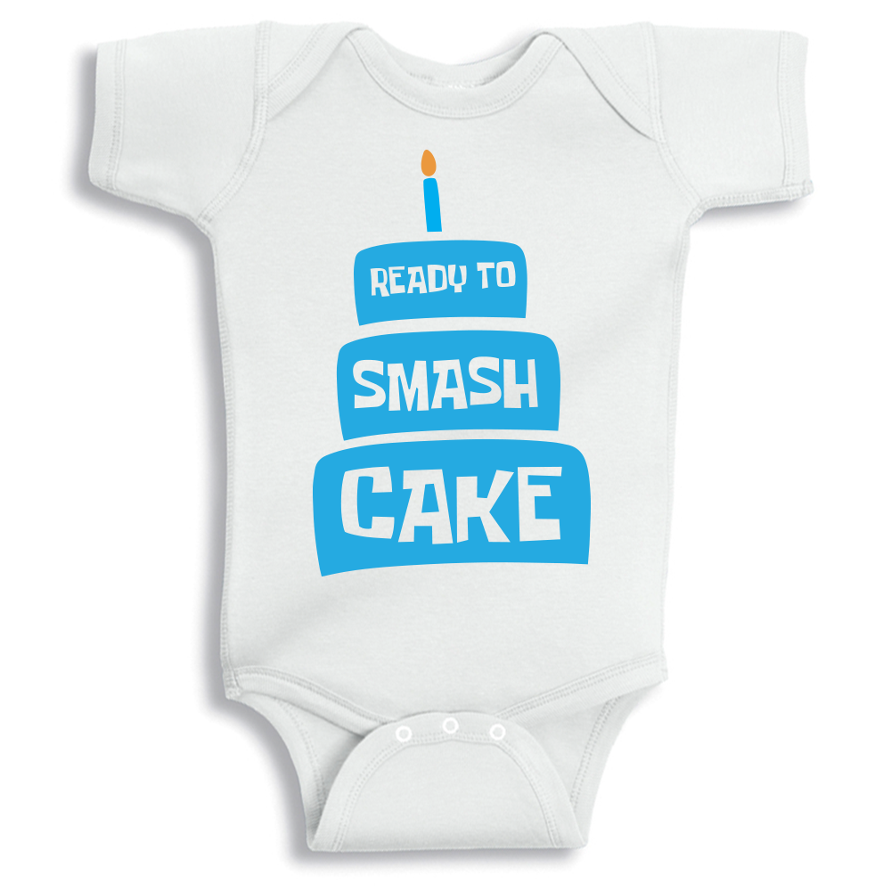 Ready to Smash the cake birthday Blue Baby Onesie