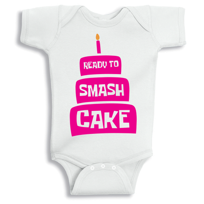 Ready to Smash the cake birthday Pink Baby Onesie