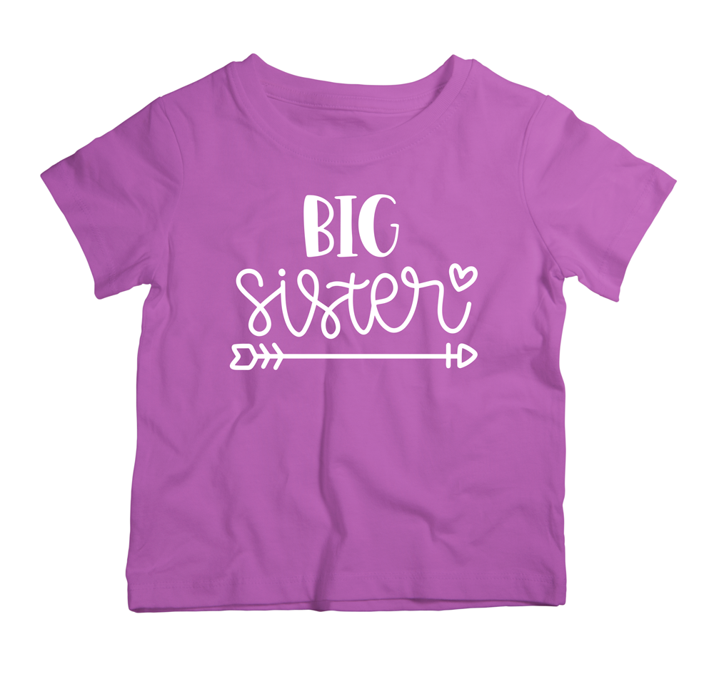 Big Sister cotton t-shirt UAE soft cotton kids shirt by Twinkle Hands, sibling themed girls outfit