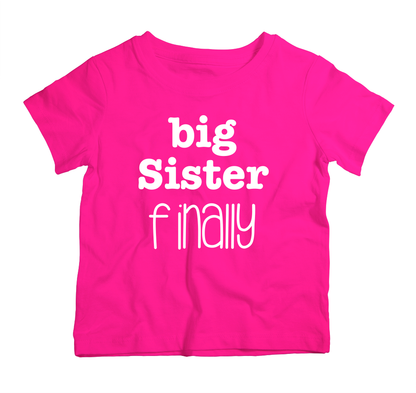Big Sister Finally cotton t-shirt UAE soft cotton kids shirt by Twinkle Hands, sibling announcement girls outfit