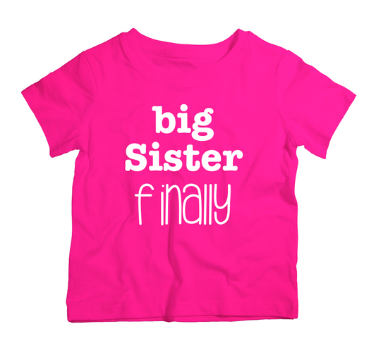 Big Sister Finally cotton t-shirt UAE soft cotton kids shirt by Twinkle Hands, sibling announcement girls outfit