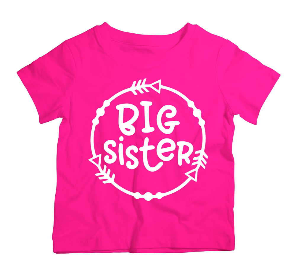 Big Sister pink cotton t-shirt UAE soft cotton kids shirt by Twinkle Hands, sibling themed girls outfit