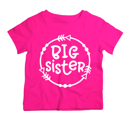 Big Sister pink cotton t-shirt UAE soft cotton kids shirt by Twinkle Hands, sibling themed girls outfit