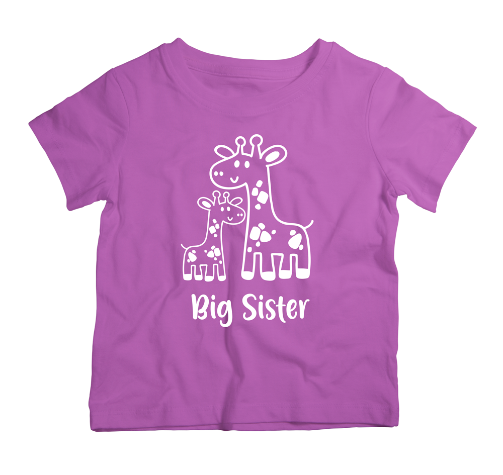 Big Sister purple cotton t-shirt UAE soft cotton kids shirt by Twinkle Hands, sibling themed girls outfit