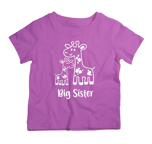Big Sister purple cotton t-shirt UAE soft cotton kids shirt by Twinkle Hands, sibling themed girls outfit