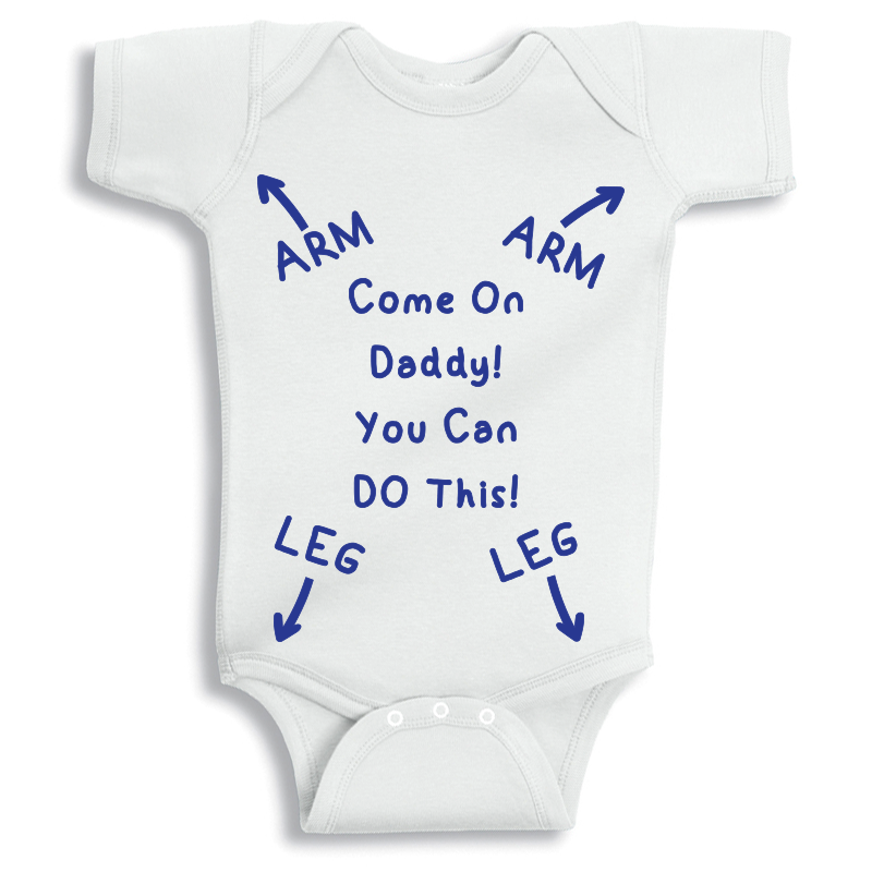 Come On Daddy boy baby onesie UAE soft cotton newborn bodysuit by Twinkle Hands, funny daddy themed baby outfit