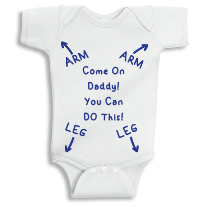 Come On Daddy boy baby onesie UAE soft cotton newborn bodysuit by Twinkle Hands, funny daddy themed baby outfit