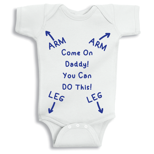 Come On Daddy boy baby onesie UAE soft cotton newborn bodysuit by Twinkle Hands, funny daddy themed baby outfit