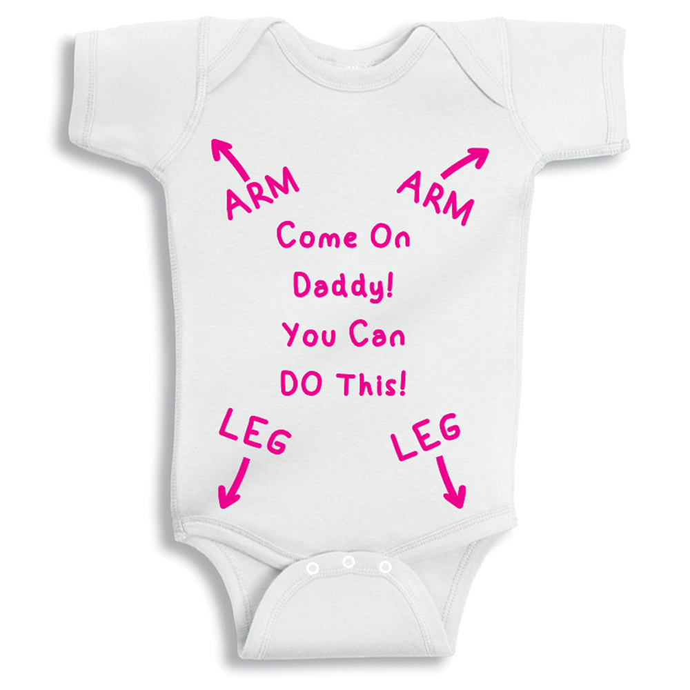 Come On Daddy girl baby onesie UAE soft cotton newborn bodysuit by Twinkle Hands, funny daddy themed baby girl outfit