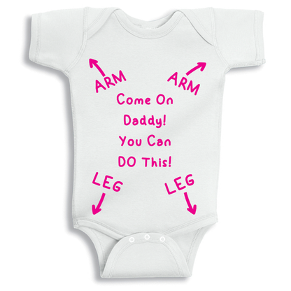 Come On Daddy girl baby onesie UAE soft cotton newborn bodysuit by Twinkle Hands, funny daddy themed baby girl outfit