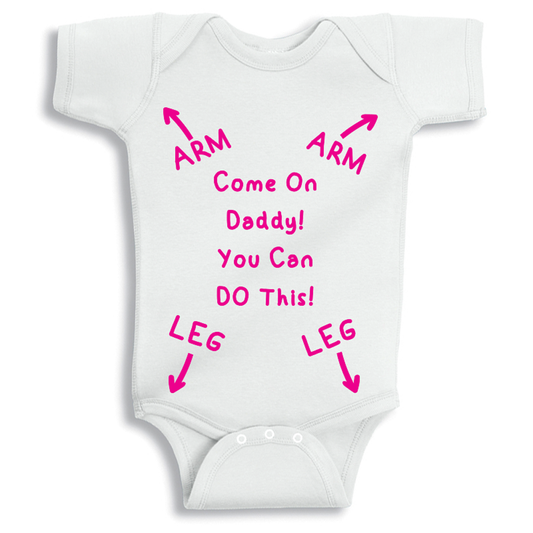 Come On Daddy girl baby onesie UAE soft cotton newborn bodysuit by Twinkle Hands, funny daddy themed baby girl outfit