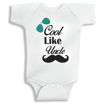 Cool Like Uncle baby onesie UAE soft cotton newborn bodysuit by Twinkle Hands, uncle themed baby outfit