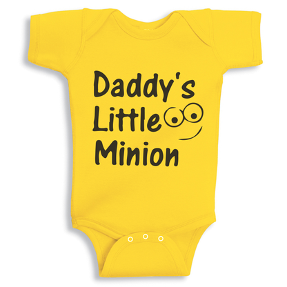 Daddy’s Little Minion baby onesie UAE soft cotton newborn bodysuit by Twinkle Hands, funny daddy themed baby outfit
