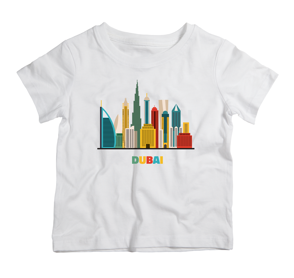 Dubai Skyline cotton t-shirt UAE soft cotton Dubai skyline inspired shirt by Twinkle Hands for casual everyday wear