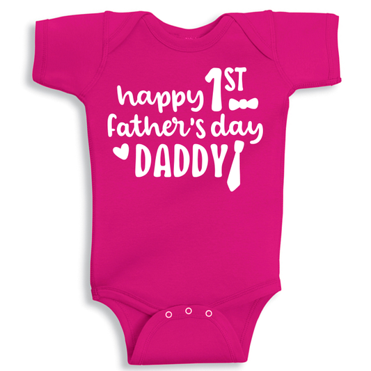 Pink baby onesie for Father’s Day, soft cotton newborn outfit for gifting and photoshoot