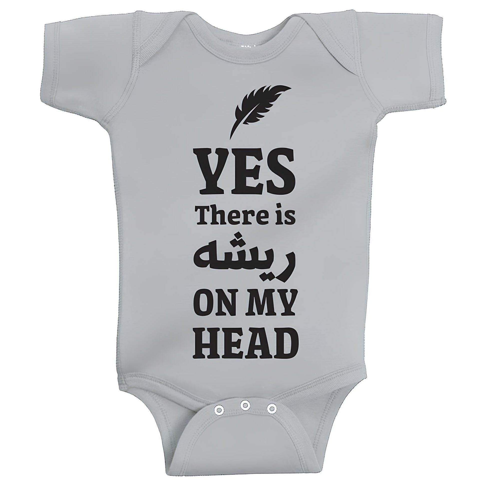 Feather On My Head baby onesie UAE soft cotton newborn bodysuit by Twinkle Hands, funny baby outfit