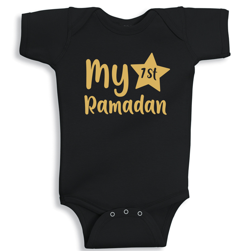first ramadan black baby onesie cotton soft breathable festive newborn outfit UAE