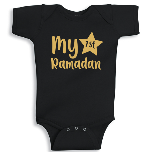 first ramadan black baby onesie cotton soft breathable festive newborn outfit UAE