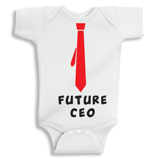 Future CEO baby onesie UAE soft cotton newborn bodysuit by Twinkle Hands, boss themed baby outfit