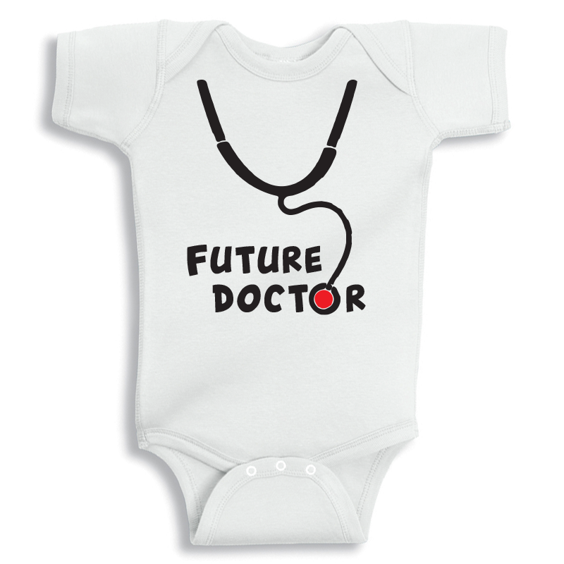 Future Doctor baby onesie UAE soft cotton newborn bodysuit by Twinkle Hands, doctor themed baby outfit