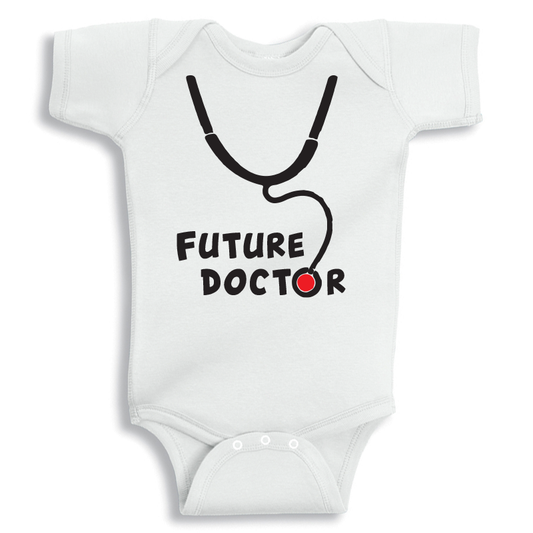 Future Doctor baby onesie UAE soft cotton newborn bodysuit by Twinkle Hands, doctor themed baby outfit