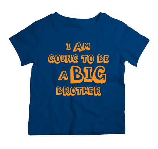 Navy cotton T-shirt for kids saying going to be a big brother, soft comfortable outfit for announcement photos
