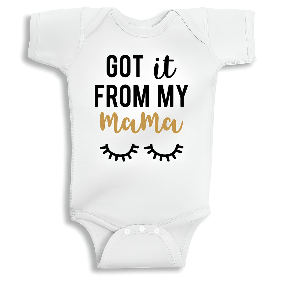 Got It From My Mama baby onesie UAE soft cotton newborn bodysuit by Twinkle Hands, funny mommy themed baby outfit