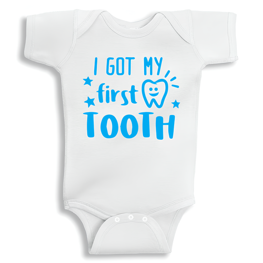 I Got My First Tooth baby onesie UAE soft cotton newborn bodysuit by Twinkle Hands