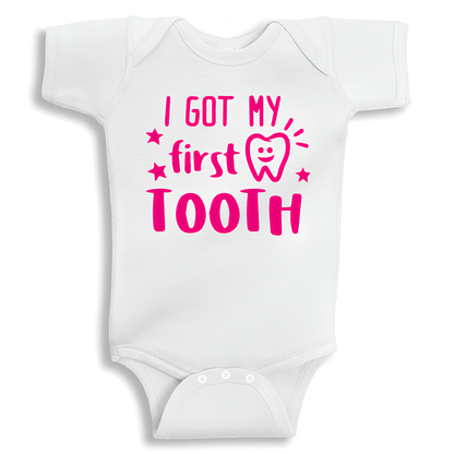 I Got My First Tooth baby onesie UAE soft cotton newborn bodysuit by Twinkle Hands