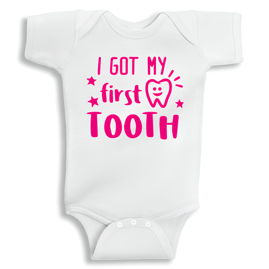 I Got My First Tooth baby onesie UAE soft cotton newborn bodysuit by Twinkle Hands