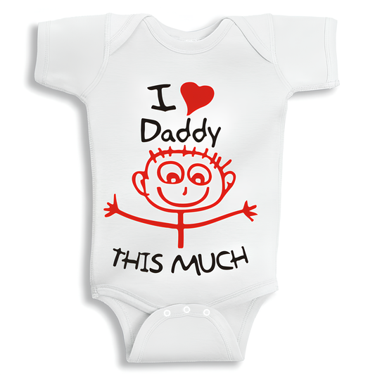 I Love Daddy This Much baby onesie UAE soft cotton newborn bodysuit by Twinkle Hands, daddy themed baby outfit