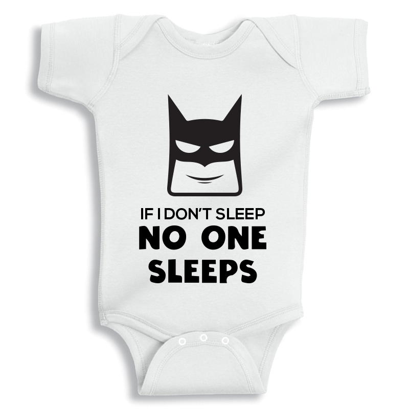Baby onesie with If I Don’t Sleep No One Sleeps design, soft cotton newborn outfit for gifting and photoshoot.
