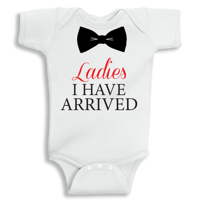 Ladies I Have Arrived baby onesie UAE soft cotton newborn bodysuit by Twinkle Hands, funny baby outfit