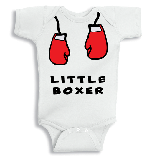 Little Boxer baby onesie UAE soft cotton newborn bodysuit by Twinkle Hands, sporty baby outfit