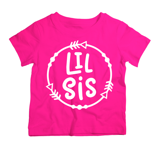 Little Sister pink cotton t-shirt UAE soft cotton kids shirt by Twinkle Hands, sibling themed girls outfit