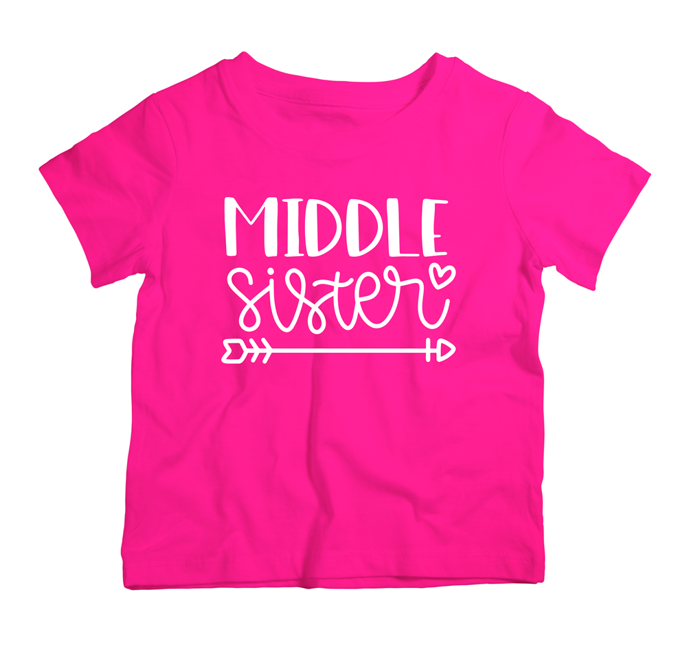 Middle Sister cotton t-shirt UAE soft cotton kids shirt by Twinkle Hands, sibling themed girls outfit