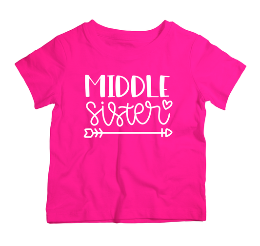 Middle Sister cotton t-shirt UAE soft cotton kids shirt by Twinkle Hands, sibling themed girls outfit