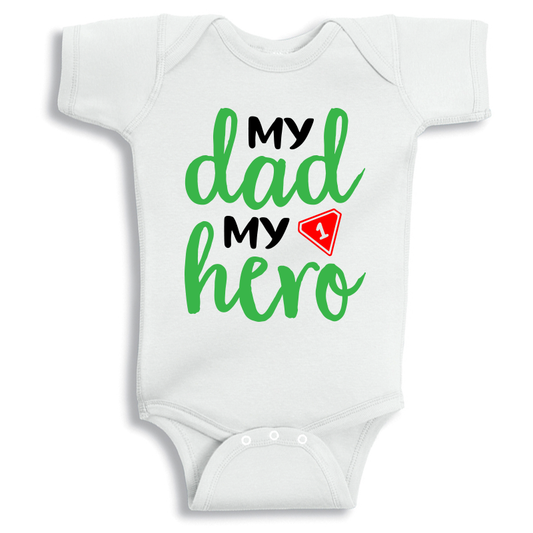 My Dad My Hero baby onesie UAE soft cotton newborn bodysuit by Twinkle Hands, daddy themed baby outfit