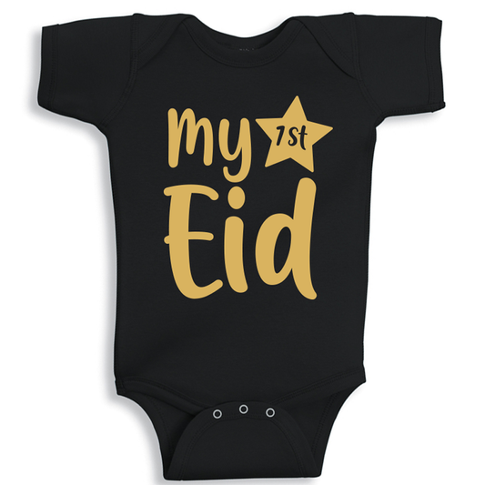 My First Eid baby onesie UAE soft cotton newborn Eid outfit by Twinkle Hands for baby celebrations and photoshoots
