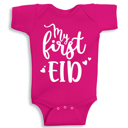 My First Eid baby onesie UAE soft cotton newborn Eid outfit by Twinkle Hands for baby celebrations and photoshoots