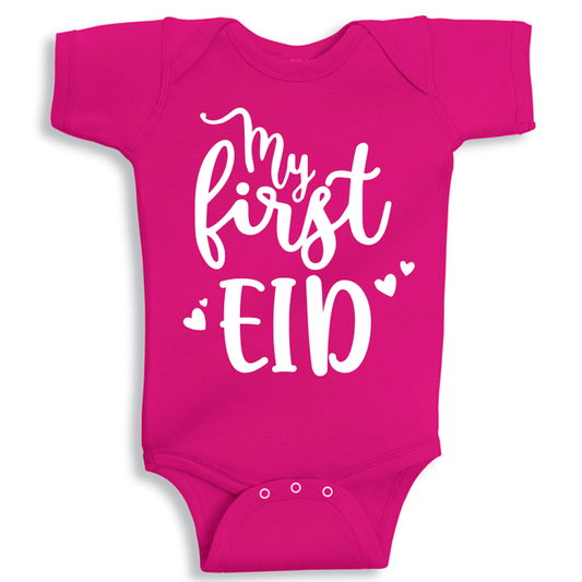 My First Eid baby onesie UAE soft cotton newborn Eid outfit by Twinkle Hands for baby celebrations and photoshoots