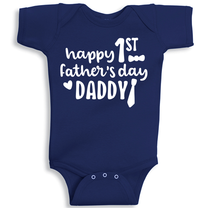 Happy first father day Blue Baby Onesie