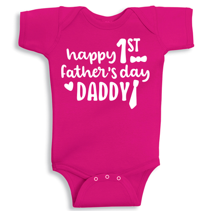 Happy first father day Pink Baby Onesie