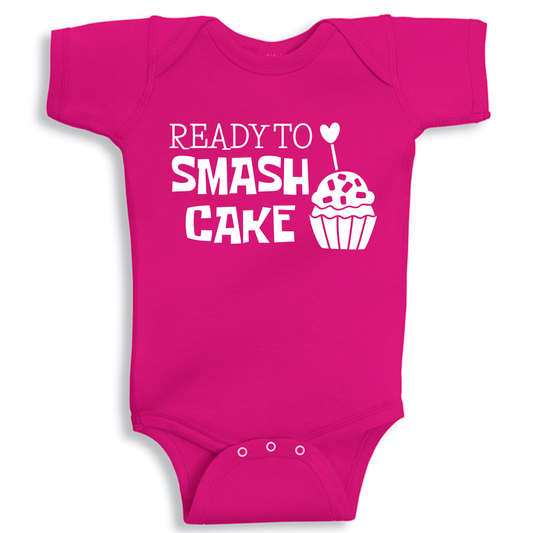 Smash the cake birthday Pink Baby Onesie